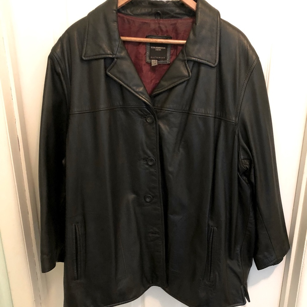 Colebrook & Co. Womans black leather jacket size 22/24 petite.